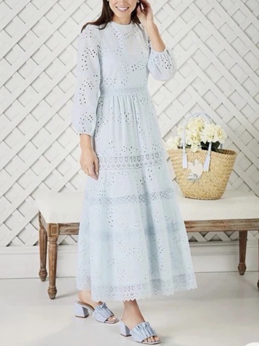 Antonio Melani x Born On Fifth The Primrose Eyelet Embroidered Maxi Dress Sz 6